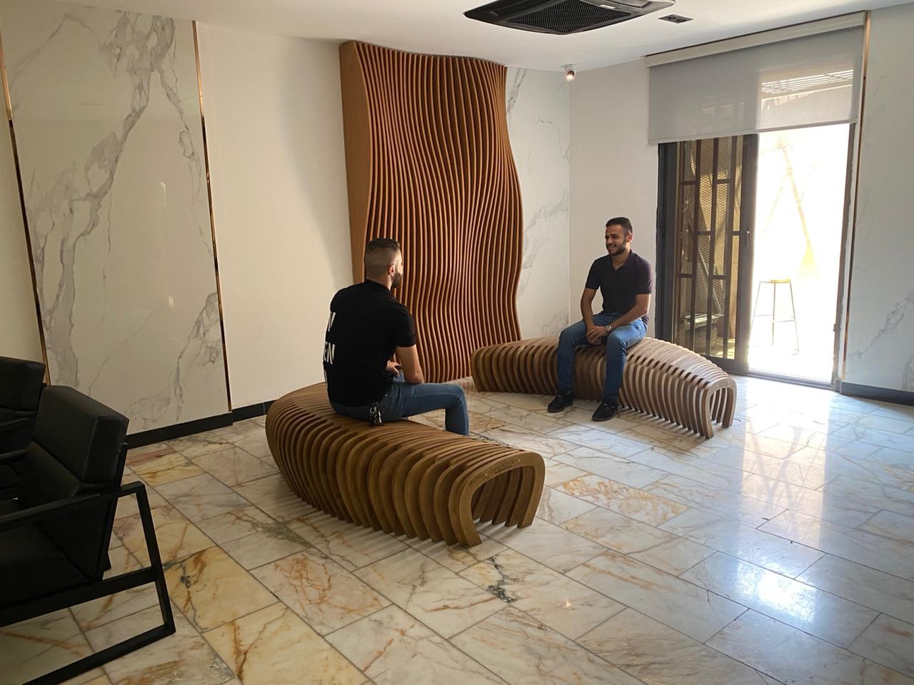 Parametric bench L1.8 at EBLAL GROUP showroom Baghdad